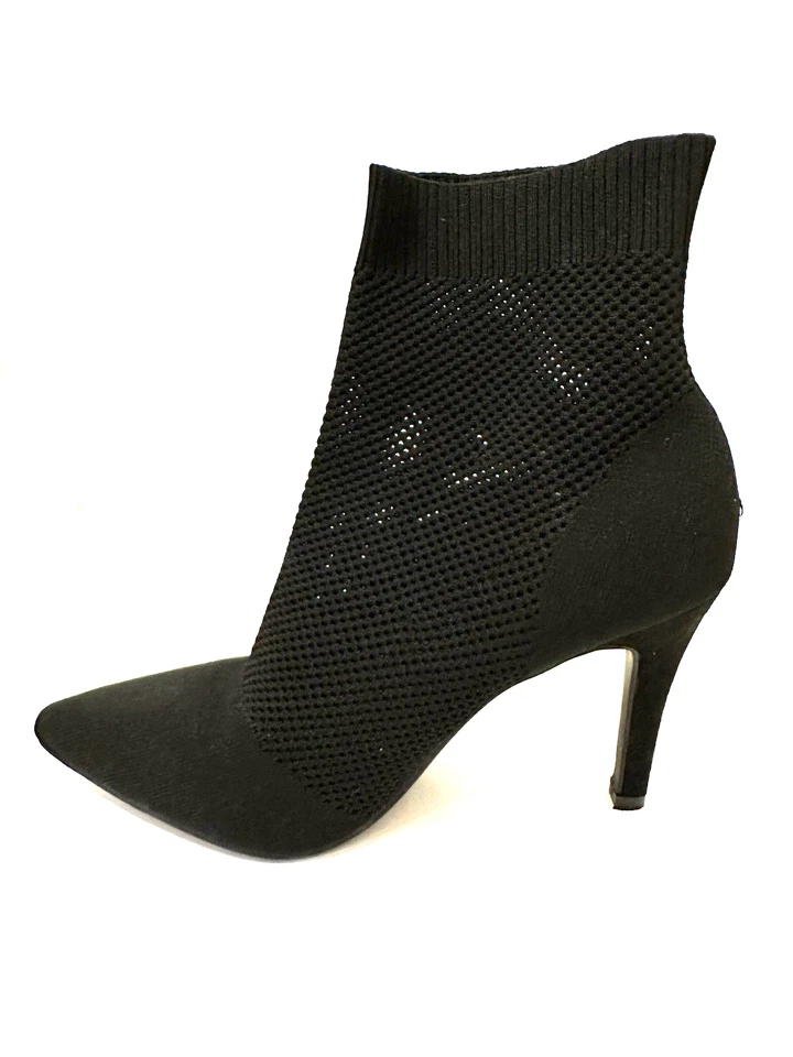 MIA Negro Calcetín Tacón al Tobillo Botines Mujer’s 8.5 Punto Punta Punta Sin Cordones Talla NUEVO Foto 2 de 4