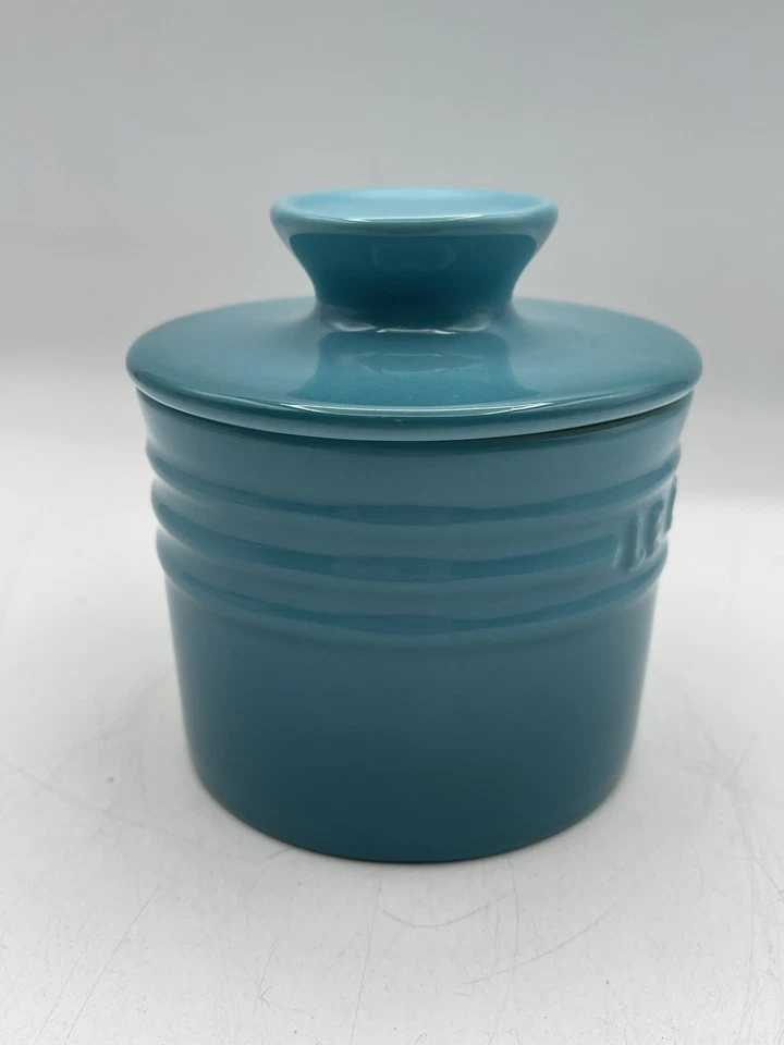 Vaso campana mantequilla gres Le Creuset (descontinuado) azul caribeño/verde azulado sin caja Foto 4 de 4