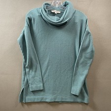 Loft Women S Teal Waffle Knit Stretch Cozy Sweater Cowl Neck