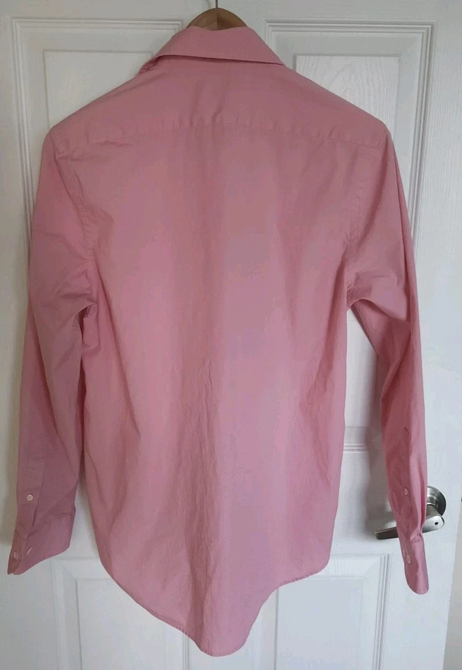 Camisa de vestir EXPRESS para hombre calce moderno rosa S pequeña elástica manga larga usada en excelente estado Foto 2 de 4