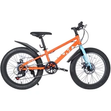 20" Kids Fat Tire Mountain Bike,Boys/Girls Age 5+,Dual-Disc Brake,7-Speed,Orange