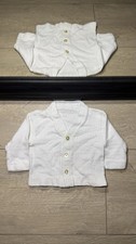 New Vintage 1960s Kids / Toddlers Button Up White Ribbed Cardigan Sweater