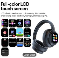 AI Translation Wireless Headphones W/ Magnetic Movable LCD Touch Screen Foldable