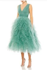 Mac Duggal sage tulle gown size 8, never worn
