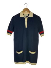GUCCI/Short Sleeve Dress/S/Cotton/Navy