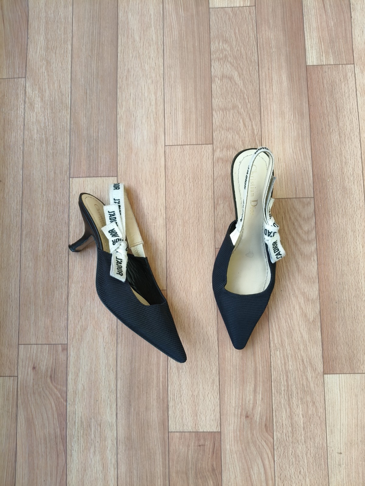 DIOR HEELS J'ADIOR SLINGBACK PUMP Black Technical Fabric Heel EU 38 US 8 thumbnail 3