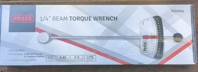 Presa 1/4'' Beam Torque Wrench 0-80 in-lb 0-9 Nm ±7% Accuracy New