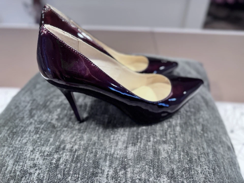 Tacones de aguja WHBM Olivia charol borgoña oscuro punta talla 7,5 Foto 4 de 4