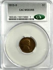 1915-D Lincoln Wheat Penny , MS 65 RB CAC, NR