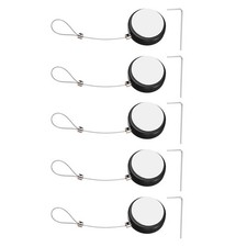 5Set 3.3ft Retractable Remote Round Tether Remote Cable Lock Black Rope Locks 