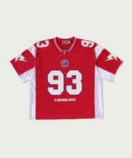 A BATHING APE SOLID CAMO JACQUARD MESH CROPPED FIT FOOTBALL JESEY RED
