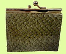 Vintage Holt Renfrew Green Snakeskin Coin Purse & Wallet – Made in Spain