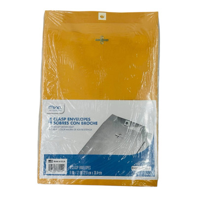 48 Envelopes Mead Kraft Clasp Envelopes Heavy Weight 9 x 12 Kraft Clasp Envelope