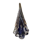 Christmas Tree Art Glass 9.5" Tall Cobalt Blue Clear Gold Copper Flecks Vintage