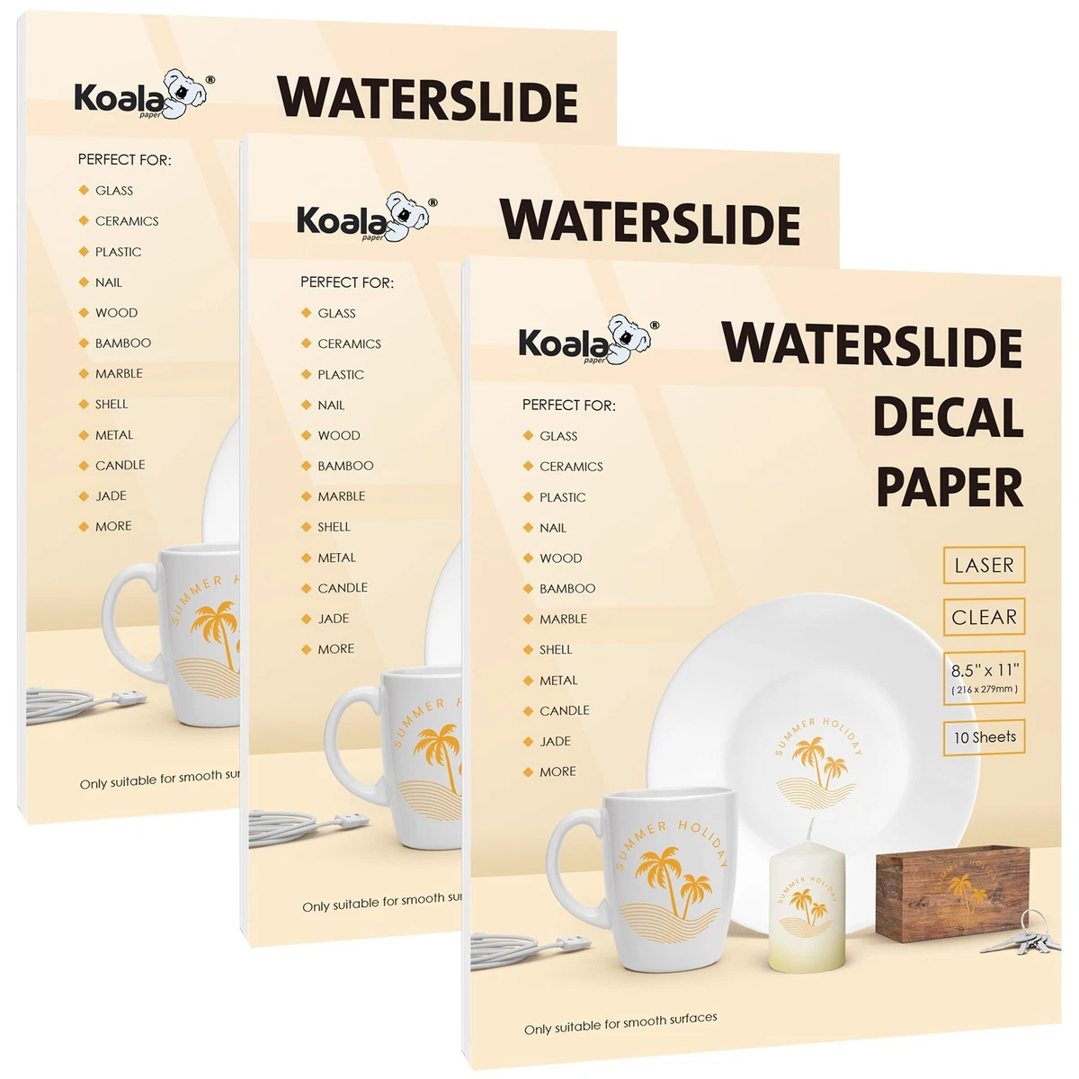 Stampa Laser Decals Carta Per Decalcomania Waterslide - 3 Fogli A4 Per Stampa Laser Decals Carta Per Decalcomania Waterslide - 3 Fogli A4 Per
