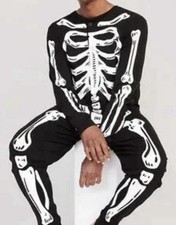 Old Navy Skeleton Pajamas Kids Black One Piece Snug Fit Size L 10