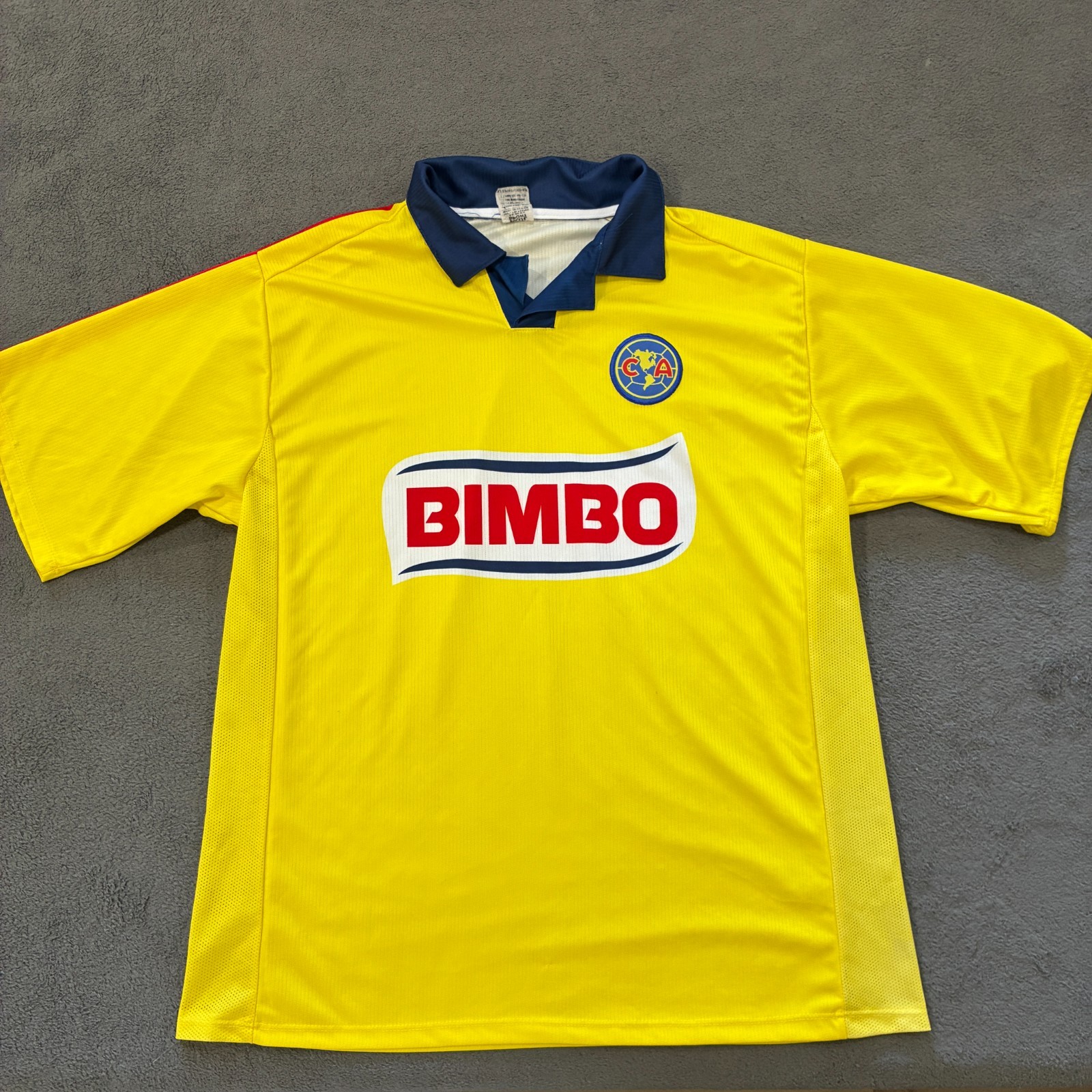 Vintage Club America Paul Sport Yellow Short Sleeve Soccer Jersey Men's Size XL