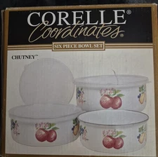 CORELLE COORDINATES NEW IN BOX SIX PIECE STORAGE BOWL SET INCLUDING LIDS