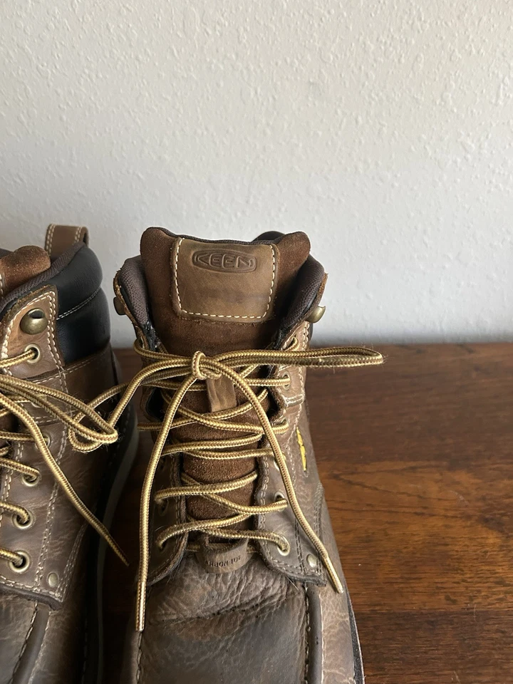 Bota de trabajo Keen Cincinnati de cuero marrón impermeable punta de carbono con cordones para hombre 10D Foto 4 de 4