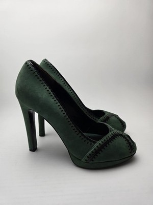 Reiss grüne Leder Plateau Heels Peeptoe UK Größe 6 EU 39