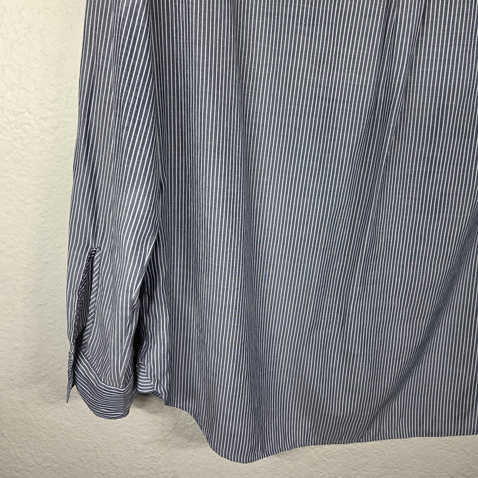 Express Gray White Button Down Shirt Striped Size… - image 10