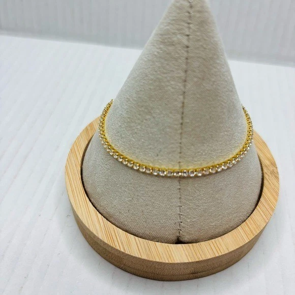 New SHASHI Gold-Tone CZ Adjustable Slider Tennis Bracelet - Image 3 of 4