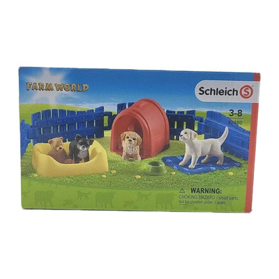 Schleich Welpenstube 42480 Hunde Welpen Figuren und Zubehör Kinder Spielzeug Set
