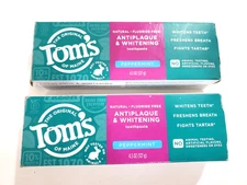 Toms of Maine Natural Fluoride-Free Anti Plaque Whitening Toothpaste 4.5oz 2-PC