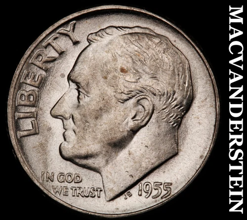 1955 Silver Roosevelt Dime - Lustrous Choice Gem Brilliant Uncirculated #i4755