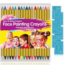 Paint Crayons for , 36 Makeup Sticks  36 Stencils, Professtional Painting ki...