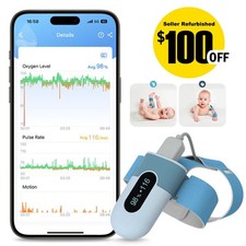 Neonatal Infant Pulse Oximeter Baby Sleep Monitor Free App and PC Report