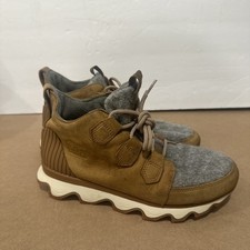 Sorel Kinetic Caribou Boots Sneakers Camel Brown Quarry Grey Waterproof Sz 8.5