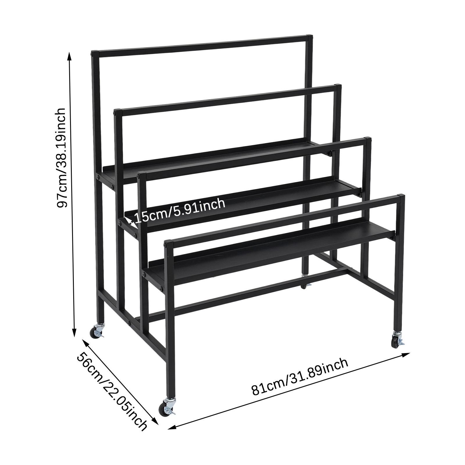 3 layer metal painting display rack, floor standing art storage rack, black