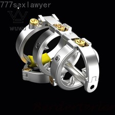 Stainless Steel Metal Double Lock Male Chastity Device Cage with Scrotum Ring