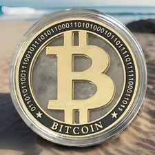 Bitcoin Coin Gold Metal Plated 2D Hollow Golf Ball Marker Poker Card Protector