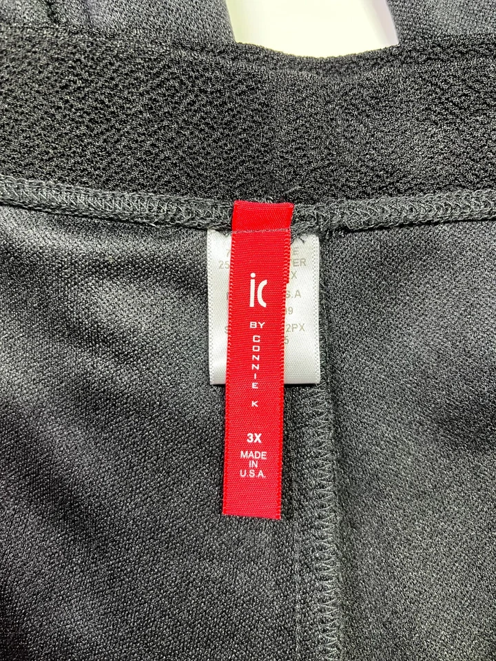 IC by Connie K Size 3X Pull-On Pants Textured Knit Black Pockets - Image 2 of 4