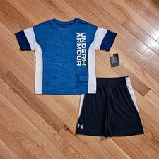 NEW Under Armour Little Boy Tee  Short Set, Blue 4T 