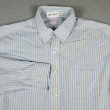 Brooks Brothers Shirt Mens 16.5 Blue Striped Dress Button Up Long Sleeve