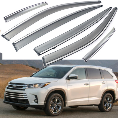 6x Rain Guards Vent Shade Deflector Window Visor for 2014-2019 Toyota Highlander