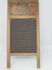 VINTAGE DUBL HANDI COLUMBUS WASHBOARD CO OHIO WOOD  METAL WASH BOARD 18"x8.5"