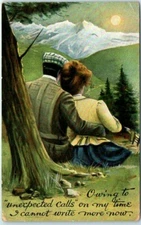 Postcard - Lovers Hugging Art Print - Love/Romance Greeting Card