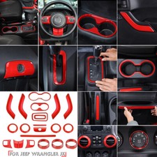21x Inner Decor Cover Trim Accessories Kit For Jeep Wrangler Jk Jku 2011-17 Red