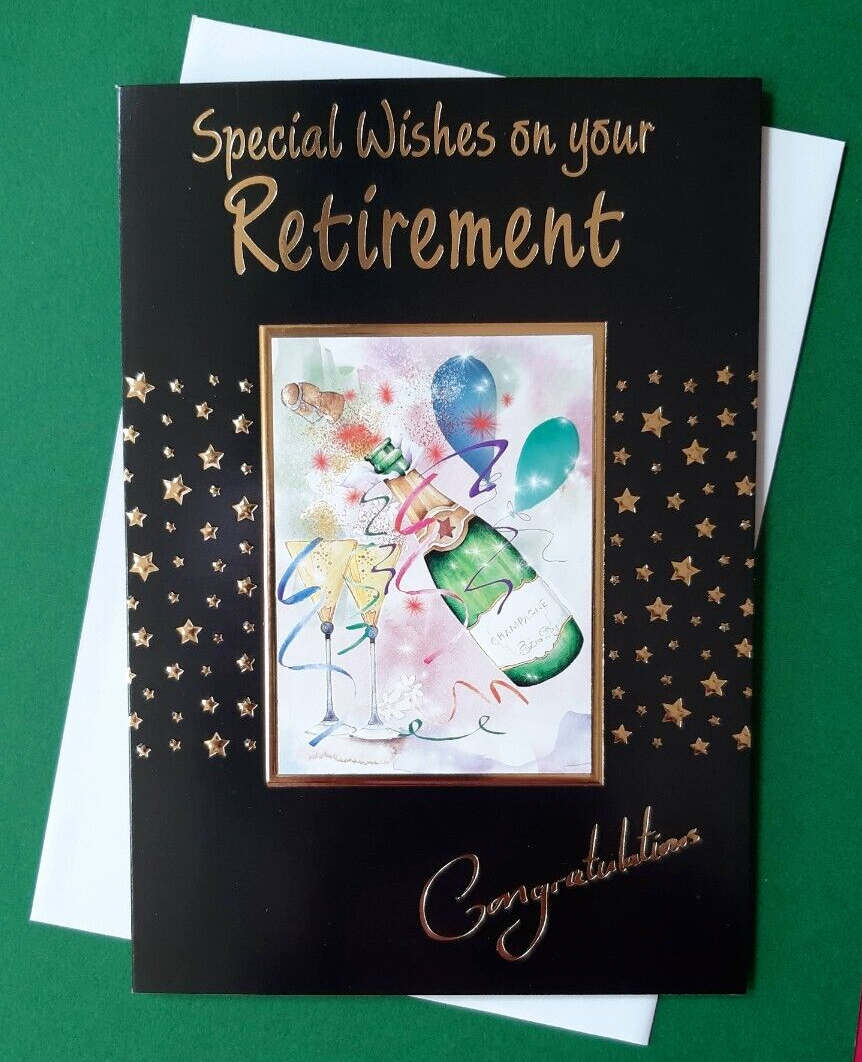 Retirement Card Congratulations Leaving work Male Female Woman Man 19x13cm