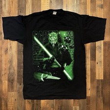 Vintage Rare Star Wars Sith Darth Maul Green Graphic Tee Shirt Size M