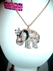Betsey Johnson Pave Crystal Rhinestone ELEPHANT CROWN Gold Pendant NECKLACE