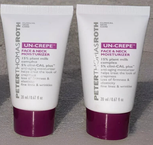2 Pack- Peter Thomas Roth Un-Crepe Face & Neck Moisturizer 0.67oz 20ml - Sealed