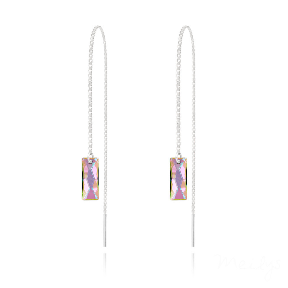 Boucles d'oreilles traversantes anti-allergie argent 925 et cristal