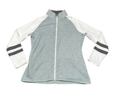 Footjoy Golf Ladies Full Zip White Gray Fleece Jacket Size Medium