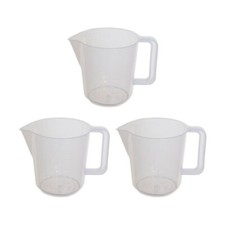 Image of 3pk 1 Litre Plastic Clear Measuring Jug Baking Kitchen Cooking
