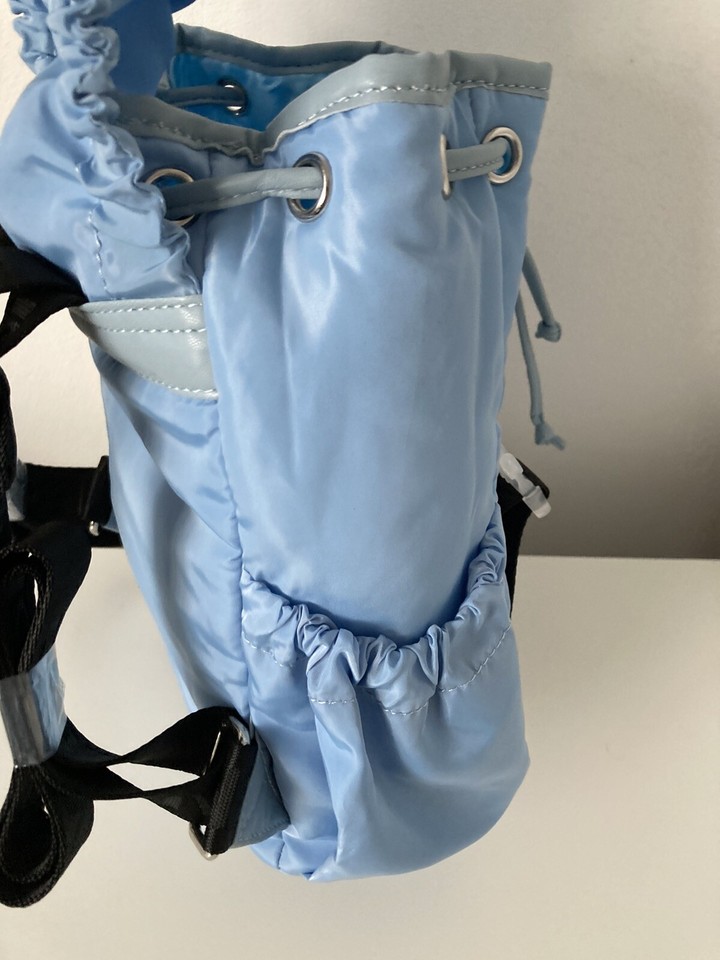 RIVER ISLAND small BLUE RI RUCHED NYLON BACKPACK with side pockets NEW ...